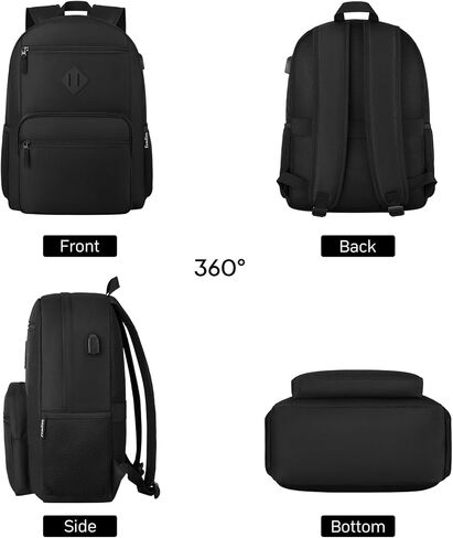 YAMTION Black Backpack,School Bookbag for Teens and Adults Schoolbag Fits 15.6 Inch Laptop Lightweight College Backpack for Daily Commute School in Saudi Arabia