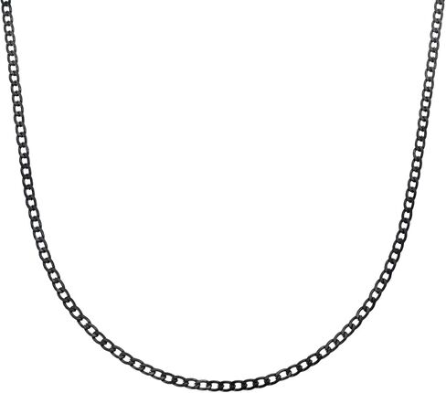 Stainless Steel Curb Chain Necklace Replacement – 3mm Width, Black and Silver Colors, Durable and Stylish, Available in Multiple Sizes for Men and Women in Kuwait