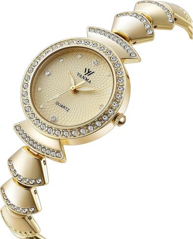 1080P Gold Watch for Women Small Round Face - Adjustable Rhinestone Chain Bracelet Watch Waterproof Ladies Quartz Wristwatch in Saudi Arabia