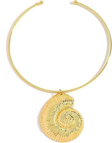 محارة قذيفة مفتوحة طوق قلادة للنساء، البحرية البحر قذيفة قذيفة قلادة المختنق، الصيف الشاطئ حزب زي التبعي لهدايا المجوهرات موضوع المحيط in Kuwait