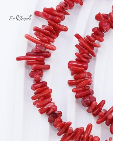 EndiJewels Handmade Red Coral Choker - Natural Gemstone, Adjustable Length 18" - 20", Gift for Her, Daily Waterproof Beaded Necklace in Saudi Arabia