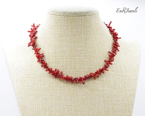 EndiJewels Handmade Red Coral Choker - Natural Gemstone, Adjustable Length 18" - 20", Gift for Her, Daily Waterproof Beaded Necklace in Saudi Arabia