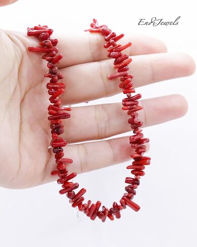 EndiJewels Handmade Red Coral Choker - Natural Gemstone, Adjustable Length 18" - 20", Gift for Her, Daily Waterproof Beaded Necklace in Saudi Arabia