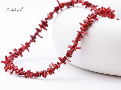 EndiJewels Handmade Red Coral Choker - Natural Gemstone, Adjustable Length 18" - 20", Gift for Her, Daily Waterproof Beaded Necklace in Saudi Arabia