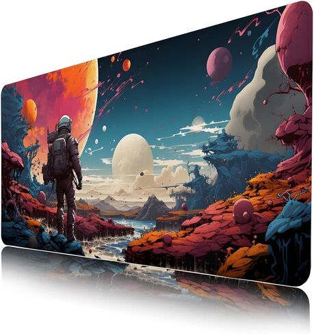 لوحة ماوس الفضاء، حصيرة مكتب رائد الفضاء، وسادات ماوس الألعاب Galaxy XXL، لوحة ماوس مطاطية كبيرة مقاومة للماء وغير قابلة للانزلاق مع حواف مخيطة وملحقات مكتب الكمبيوتر المنزلي، 35.4 × 15.7 بوصة in Saudi Arabia