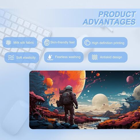 لوحة ماوس الفضاء، حصيرة مكتب رائد الفضاء، وسادات ماوس الألعاب Galaxy XXL، لوحة ماوس مطاطية كبيرة مقاومة للماء وغير قابلة للانزلاق مع حواف مخيطة وملحقات مكتب الكمبيوتر المنزلي، 35.4 × 15.7 بوصة in Saudi Arabia