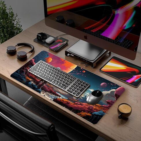 لوحة ماوس الفضاء، حصيرة مكتب رائد الفضاء، وسادات ماوس الألعاب Galaxy XXL، لوحة ماوس مطاطية كبيرة مقاومة للماء وغير قابلة للانزلاق مع حواف مخيطة وملحقات مكتب الكمبيوتر المنزلي، 35.4 × 15.7 بوصة in Saudi Arabia