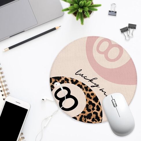 Pink and Leopard Lucky 8 Ball Mouse Pad for Desk, Preppy Trendy Y2K Cheetah Print Ball Mousepad for Work Wireless Mouse Computers Laptop Desk Accessories, 7.9x7.9 Inch in Saudi Arabia