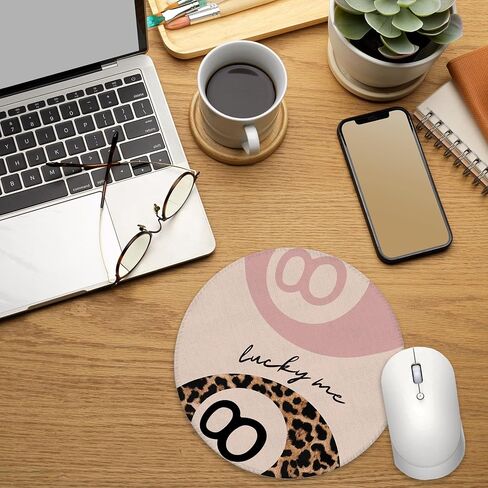 Pink and Leopard Lucky 8 Ball Mouse Pad for Desk, Preppy Trendy Y2K Cheetah Print Ball Mousepad for Work Wireless Mouse Computers Laptop Desk Accessories, 7.9x7.9 Inch in Saudi Arabia