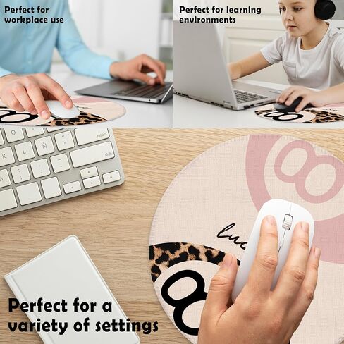 Pink and Leopard Lucky 8 Ball Mouse Pad for Desk, Preppy Trendy Y2K Cheetah Print Ball Mousepad for Work Wireless Mouse Computers Laptop Desk Accessories, 7.9x7.9 Inch in Saudi Arabia