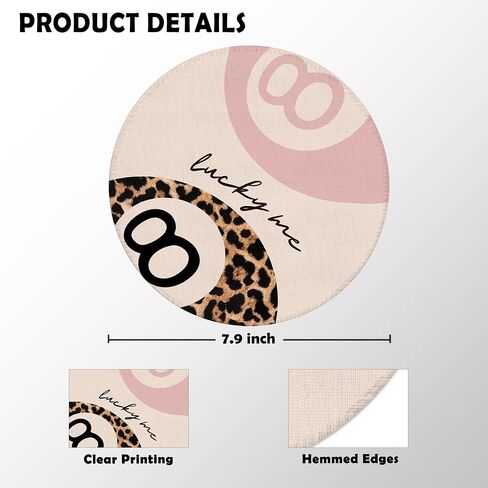 Pink and Leopard Lucky 8 Ball Mouse Pad for Desk, Preppy Trendy Y2K Cheetah Print Ball Mousepad for Work Wireless Mouse Computers Laptop Desk Accessories, 7.9x7.9 Inch in Saudi Arabia