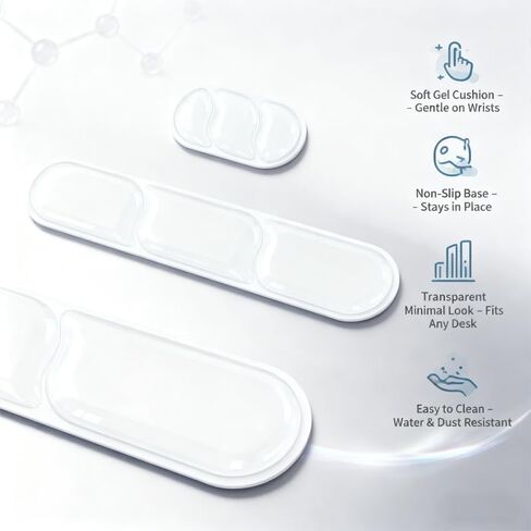 O.T.M Wrist Rest Support for Mouse Pad & Keyboard Set, Circle Ergonomic Mousepad & Coaster with Silicone, Non-Slip Base, Clear in Saudi Arabia