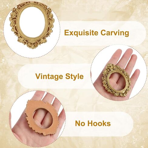 12 Pcs Vintage Resin Picture Frame, 4 styles Mini Picture Frames Baroque Antique Mini Photo Frames Small Oval Rectangle Wall Hanging Frame for Jewelry Display Photo Party Wedding Decoration (Gold) in Saudi Arabia