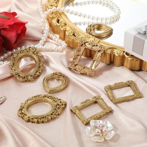 12 Pcs Vintage Resin Picture Frame, 4 styles Mini Picture Frames Baroque Antique Mini Photo Frames Small Oval Rectangle Wall Hanging Frame for Jewelry Display Photo Party Wedding Decoration (Gold) in Saudi Arabia