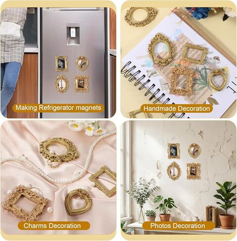 12 Pcs Vintage Resin Picture Frame, 4 styles Mini Picture Frames Baroque Antique Mini Photo Frames Small Oval Rectangle Wall Hanging Frame for Jewelry Display Photo Party Wedding Decoration (Gold) in Saudi Arabia