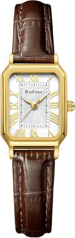 Vintage Gold Watches for Women-Small Rectangular Case Roman Dial,Comfortable Leather Strap,Water Resistant in Kuwait