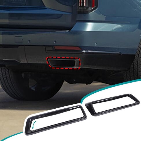 Car Exterior Exhaust Pipe Mufflers Cover Rear Bumper Cylinder Exhaust Pipe Cover Decorate Compatible with Cadillac Escalade 2021-2024 Tail Throat Trim Accessories (Black) in Saudi Arabia