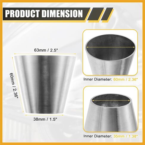 سيارة مغزل العادم بيند الكوع الأنابيب 304 الفولاذ المقاوم للصدأ متحدة المركز المخفض 1.5 "OD إلى 2.5" OD 2 قطعة استبدال in Kuwait