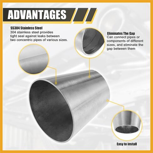 سيارة مغزل العادم بيند الكوع الأنابيب 304 الفولاذ المقاوم للصدأ متحدة المركز المخفض 1.5 "OD إلى 2.5" OD 2 قطعة استبدال in Kuwait