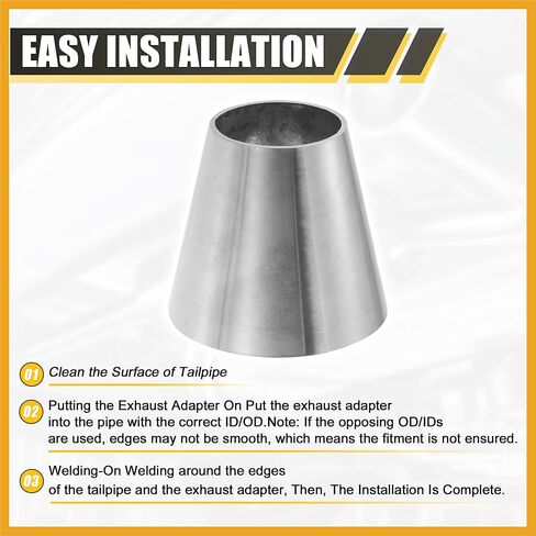 سيارة مغزل العادم بيند الكوع الأنابيب 304 الفولاذ المقاوم للصدأ متحدة المركز المخفض 1.5 "OD إلى 2.5" OD 2 قطعة استبدال in Kuwait