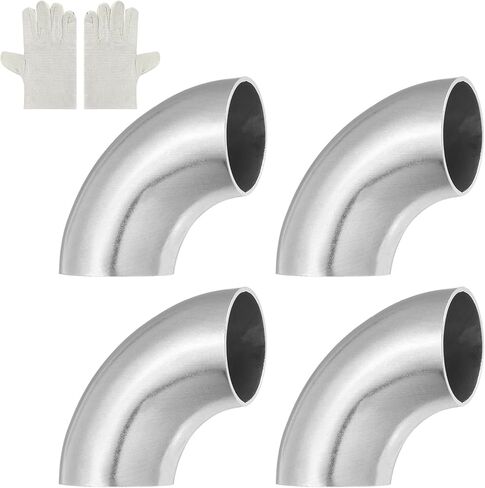 MECCANIXITY 2 Pack 90 Degree Mandrel Bend Elbow with Welding Gloves, 54mm(2-1/8") OD 14 GA/0.08 inch Thickness 304 Stainless Steel 90°Exhaust Elbow for Exhaust System, Stair Handrail HVAC in Saudi Arabia