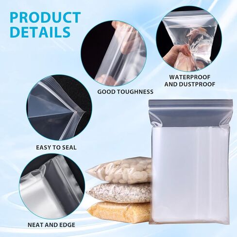 2.4 Mil Heavy Duty Plastic Reclosable Zipper Bags Shipping Bags Poly Bag Storage Bags Dispenser Bag 3 x 7 Inch (8X18cm) Pack of 100 in Saudi Arabia