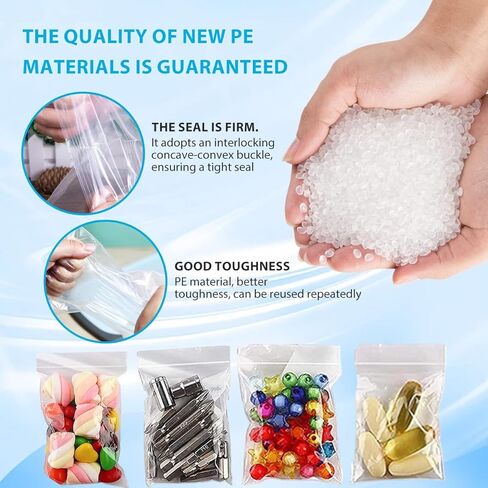 2.4 Mil Heavy Duty Plastic Reclosable Zipper Bags Shipping Bags Poly Bag Storage Bags Dispenser Bag 3 x 7 Inch (8X18cm) Pack of 100 in Saudi Arabia