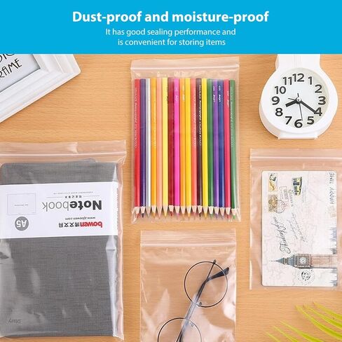 2.4 Mil Heavy Duty Plastic Reclosable Zipper Bags Shipping Bags Poly Bag Storage Bags Dispenser Bag 3 x 7 Inch (8X18cm) Pack of 100 in Saudi Arabia