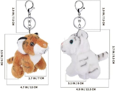 RCFINE 2 قطعة سلسلة المفاتيح أفخم الحيوان النمر المفاتيح لينة الحيوان سحر كيرينغ لحقيبة اليد حقائب الظهر حقيبة محفظة in Kuwait