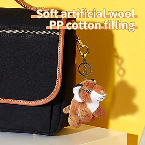 RCFINE 2 قطعة سلسلة المفاتيح أفخم الحيوان النمر المفاتيح لينة الحيوان سحر كيرينغ لحقيبة اليد حقائب الظهر حقيبة محفظة in Kuwait