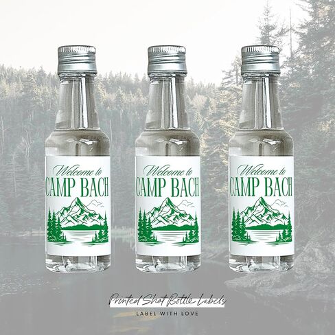 ملصقات المشروبات الكحولية من Camp Bach - ملصقات مفضلة لحفلات توديع العزوبية سعة 50 مل، ملصق زجاجة العازبة، ديكورات حفلات التخييم، المسار الأخير قبل الحجاب، ملصق تيكيلا العازبة (معسكر باخ) in Kuwait