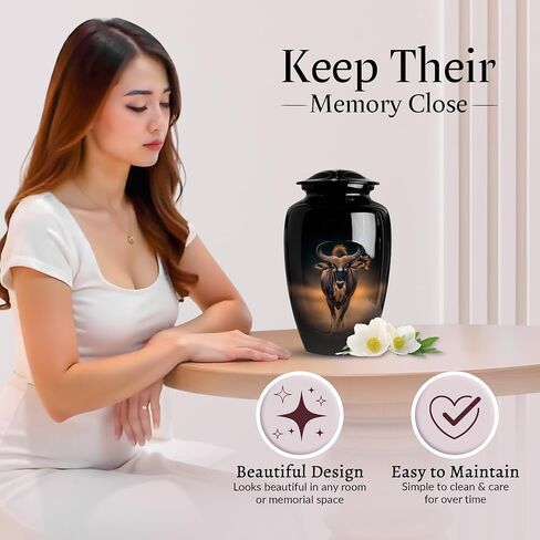 Bull Urn for Ashes for Women & Men, Large Decorative Urns for Human Ashes Adult Male Dad, Funeral Cremation Urns for Women, Ash Ash Holders for Human - 10" Large 1 Pc in Saudi Arabia