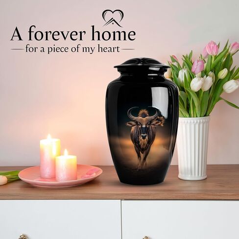 Bull Urn for Ashes for Women & Men, Large Decorative Urns for Human Ashes Adult Male Dad, Funeral Cremation Urns for Women, Ash Ash Holders for Human - 10" Large 1 Pc in Saudi Arabia