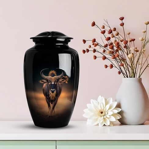 Bull Urn for Ashes for Women & Men, Large Decorative Urns for Human Ashes Adult Male Dad, Funeral Cremation Urns for Women, Ash Ash Holders for Human - 10" Large 1 Pc in Saudi Arabia