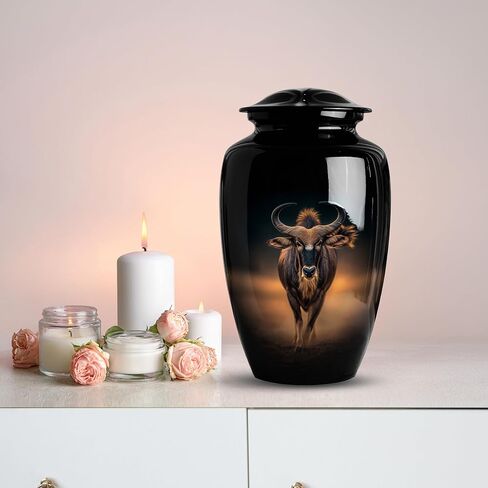 Bull Urn for Ashes for Women & Men, Large Decorative Urns for Human Ashes Adult Male Dad, Funeral Cremation Urns for Women, Ash Ash Holders for Human - 10" Large 1 Pc in Saudi Arabia