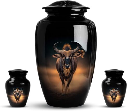 Bull Urn for Ashes for Women & Men, Large Decorative Urns for Human Ashes Adult Male Dad, Funeral Cremation Urns for Women, Ash Ash Holders for Human - 10" Large 1 Pc in Saudi Arabia