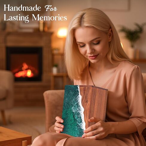 Green Ocean Wooden Cremation Urn for Human Ashes – Ocean Theme Adult Memorial Urn, Handmade Wooden Funeral Urn for Ashes (LARGE-170LBS) in Kuwait