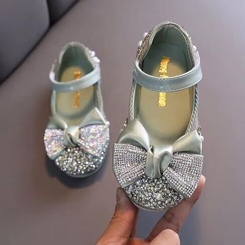 Elegant Girls Mary Jane Ballerina Flats Glitter Princess Dress Shoes in Saudi Arabia
