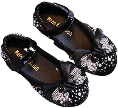 Elegant Girls Mary Jane Ballerina Flats Glitter Princess Dress Shoes in Kuwait