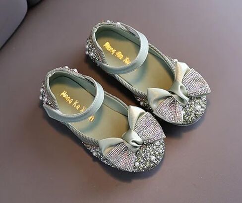 Elegant Girls Mary Jane Ballerina Flats Glitter Princess Dress Shoes in Saudi Arabia