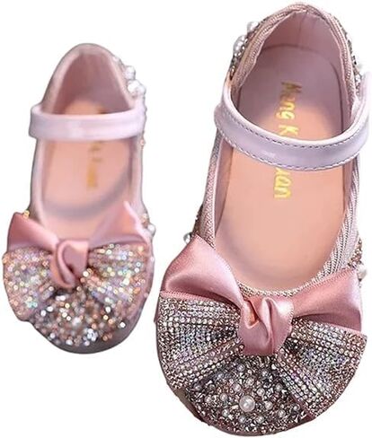 Elegant Girls Mary Jane Ballerina Flats Glitter Princess Dress Shoes in Saudi Arabia