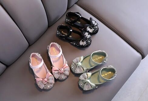 Elegant Girls Mary Jane Ballerina Flats Glitter Princess Dress Shoes in Saudi Arabia