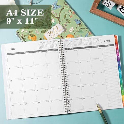 Monthly Planner 2026-2027 - Planner 2026-2027, JUL 2026 - JUN 2027, 26-27 Monthly Planners 9" x 11" with Colorful Tabs, 12-Month Planner/Calendar with Pocket, Thick Paper, Twin-Wire Binding - Lemon in Kuwait