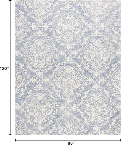 SAFAVIEH Blossom Collection 8' x 10' Blue/Ivory BLM107B Handmade Premium Wool Area Rug in Saudi Arabia
