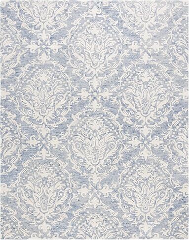 SAFAVIEH Blossom Collection 8' x 10' Blue/Ivory BLM107B Handmade Premium Wool Area Rug in Saudi Arabia