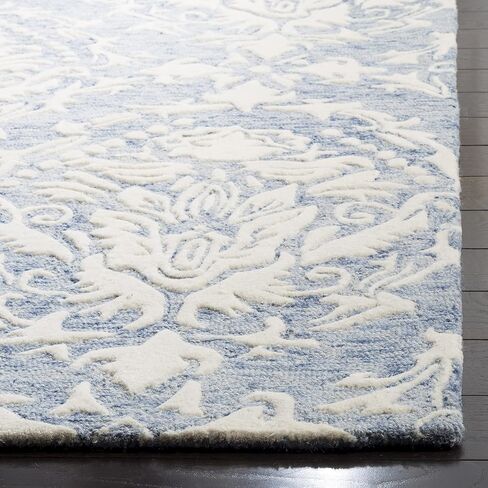 SAFAVIEH Blossom Collection 8' x 10' Blue/Ivory BLM107B Handmade Premium Wool Area Rug in Saudi Arabia