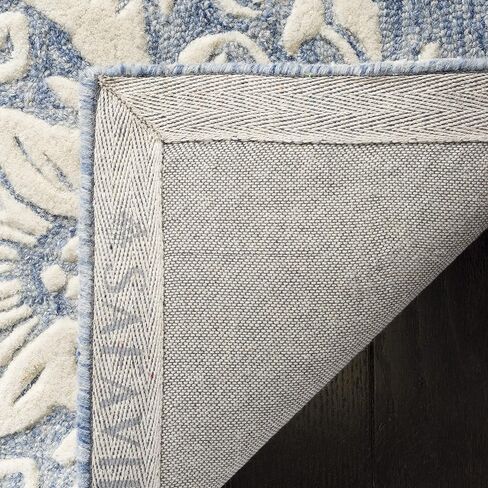 SAFAVIEH Blossom Collection 8' x 10' Blue/Ivory BLM107B Handmade Premium Wool Area Rug in Saudi Arabia