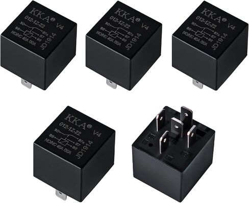 2 قطعة مرحل 5 دبابيس، 12 فولت 40 أمبير تيار مستمر، مفتاح مرحل مقاوم للماء للسيارات، ملحقات مكونات السيارة العالمية لمراوح التبريد، المصابيح الأمامية للسيارات، مشغلات المحرك، القوارب (أسود) in Kuwait