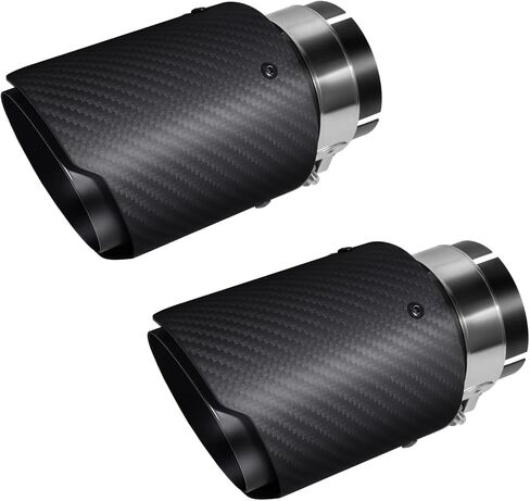 Vechkom 2.5 "Inlet 3.5" Outlet Exhaust Tips Exhaust Stainless Steel and Glossy Carbon Fiber Car Exhaust Tip 6.6" Length Universal for Vehicles with 2.5" O.D.(Matt All Black)2PCS in Kuwait