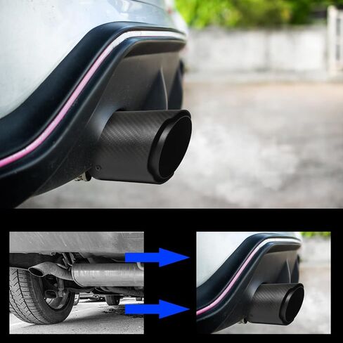 Vechkom 2.5 "Inlet 3.5" Outlet Exhaust Tips Exhaust Stainless Steel and Glossy Carbon Fiber Car Exhaust Tip 6.6" Length Universal for Vehicles with 2.5" O.D.(Matt All Black)2PCS in Kuwait